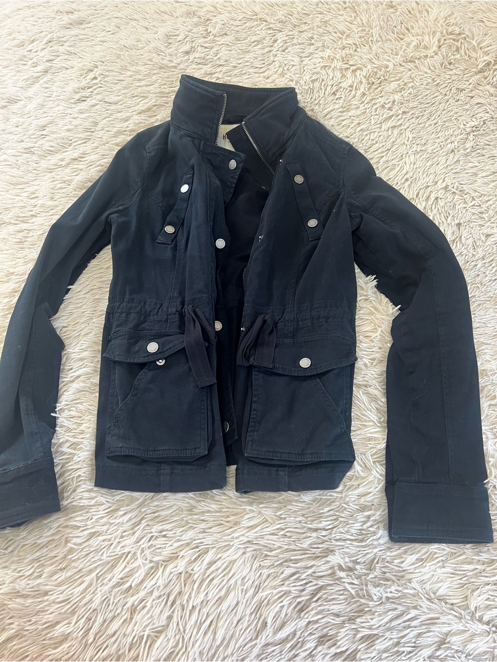 Hollister Black Utility Jacket with Snap Pockets